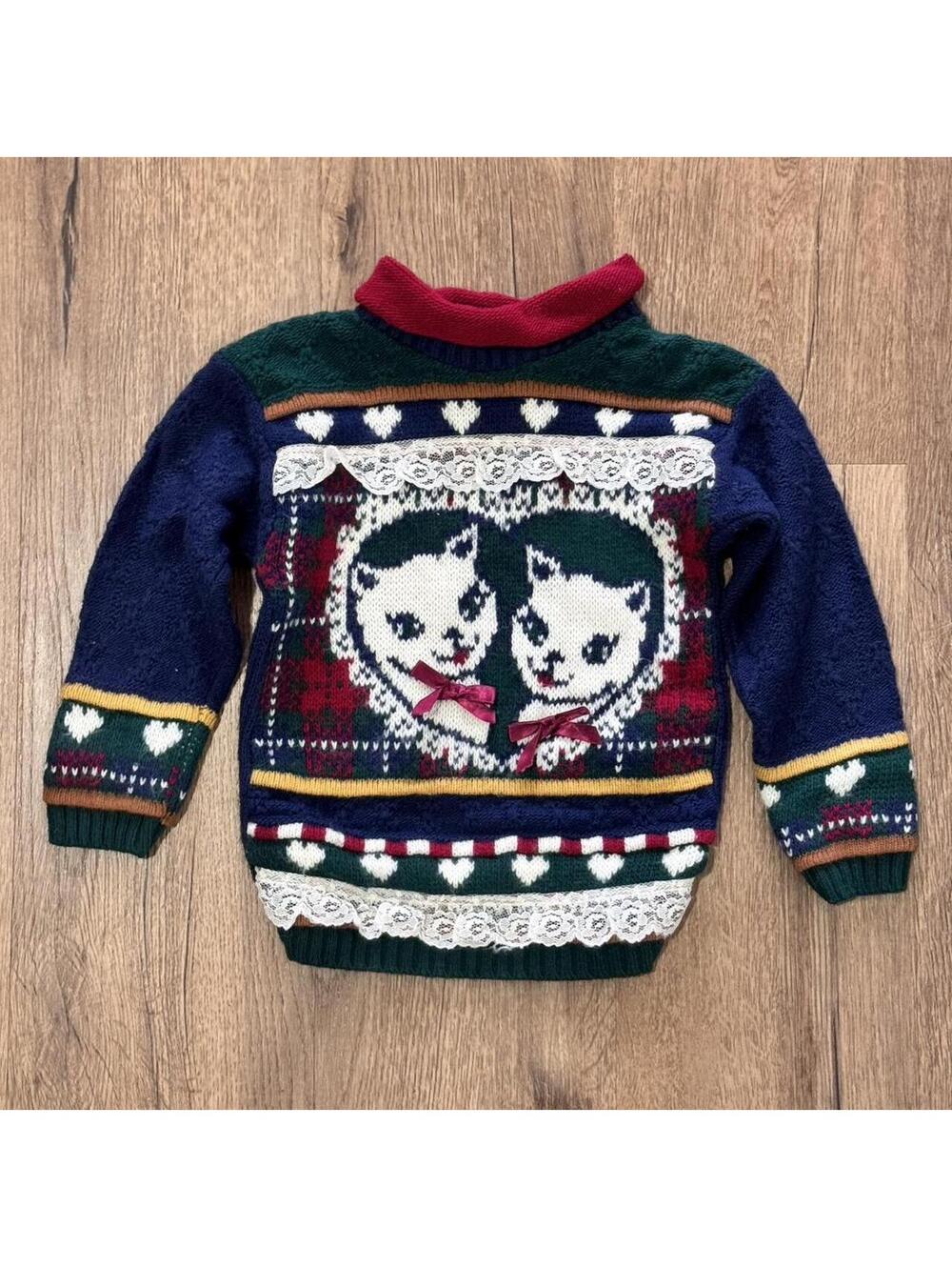 Vintage Cottagecore Kitten Baby Sweater